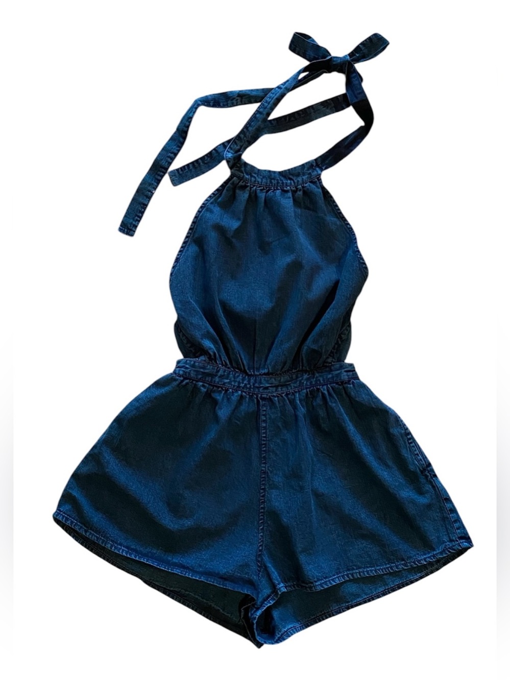 Women’s FREE PEOPLE Dark Denim Romper Shorts Size Small